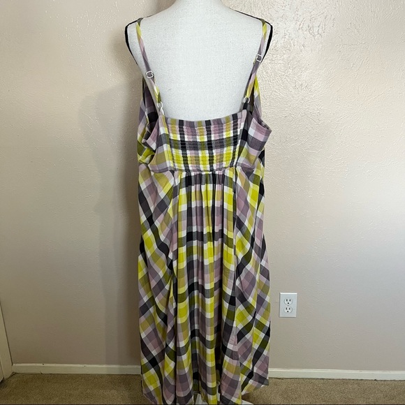 SOLD E Torrid Multi Plaid Challis Button Front Midi Dress - Picture 5 of 13